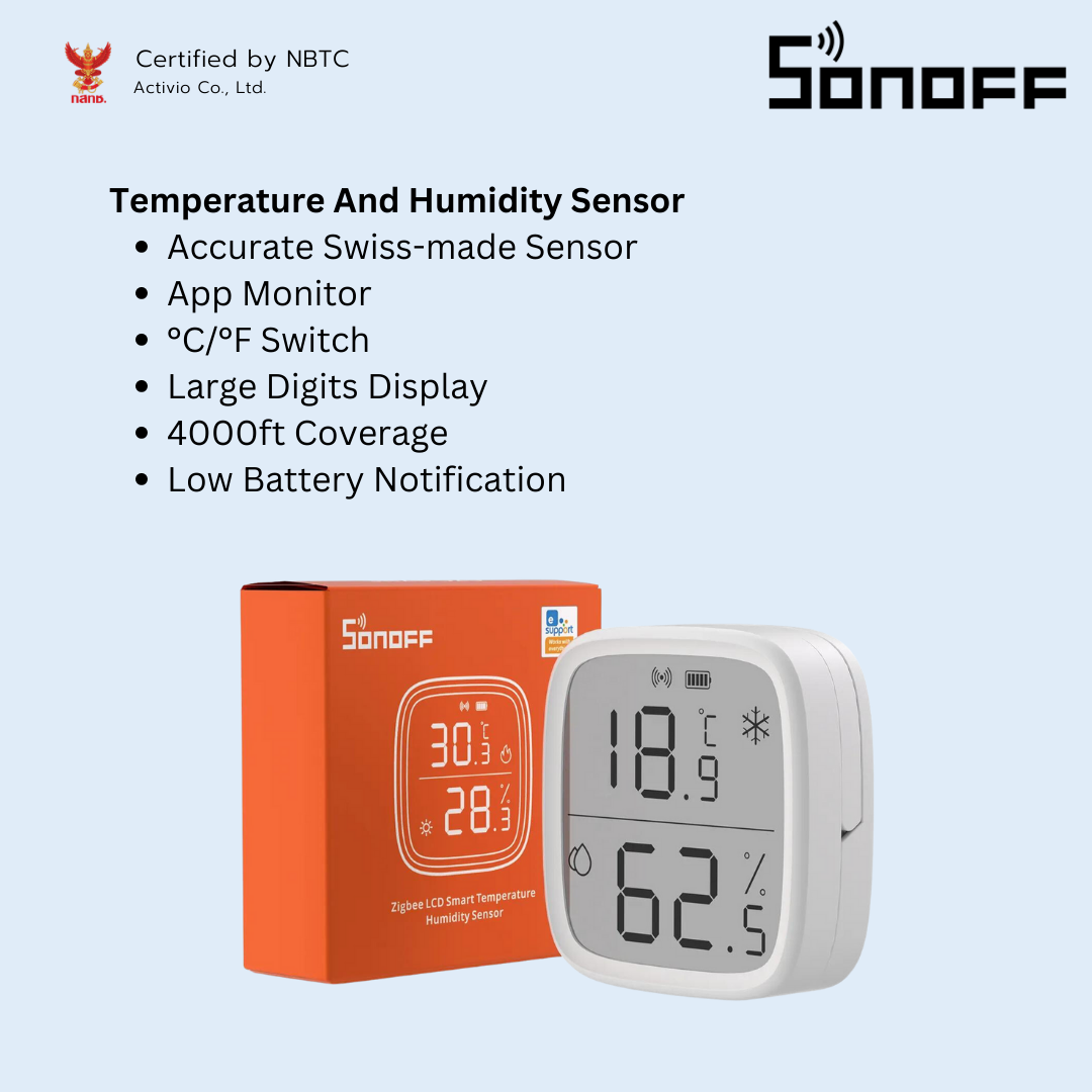 Sonoff SNZB-02D - Temperature and Humidity Sensor with Display - ZigBee -  SONOFF-SNZB-02D